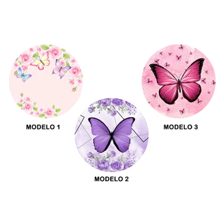60 Adesivos 5 cm Redondo com Nome e Idade - Borboleta - Lembrancinha - Festa