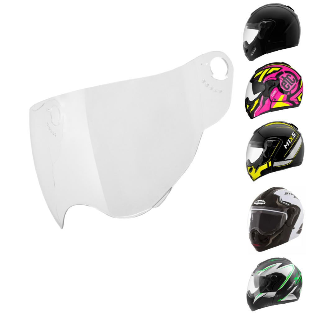 Viseira Capacete Mixs Captiva Street Rider / Carbon XP Externa Cristal com dupla curvatura com 2,2mm - original