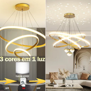 Lustre pra sala de jantar Lustre De Teto Nórdico De Luxo Lustre Para Sala De Jantar e Estar 220v Lustre Romântico Starry Sky(3 cores em 1 luz)