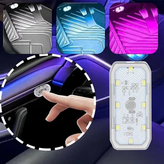 Luz Ambiente Automotiva Iluminação Interior LED para Carro USB Recarregável De Teto Com sensor Branco/Azul/Colorido em Oferta na Shopee