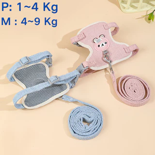 Coleira Trela Para Cachorros e Gatos Trela de Urso De Desenho Animado para coelhos de estimação Colete Respirável Cachorro E Corrente De Trela (Pincher ou chihuahua) serve em filhotes