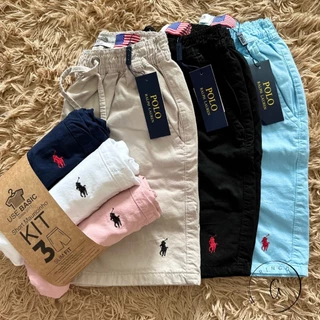 Kit Com 3 Shorts Masculinos Sarja Premium Moda Masculina
