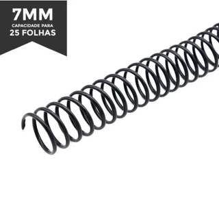Espiral Para Encadernação 7mm Preto Até 25 Fls - 50 Unidades