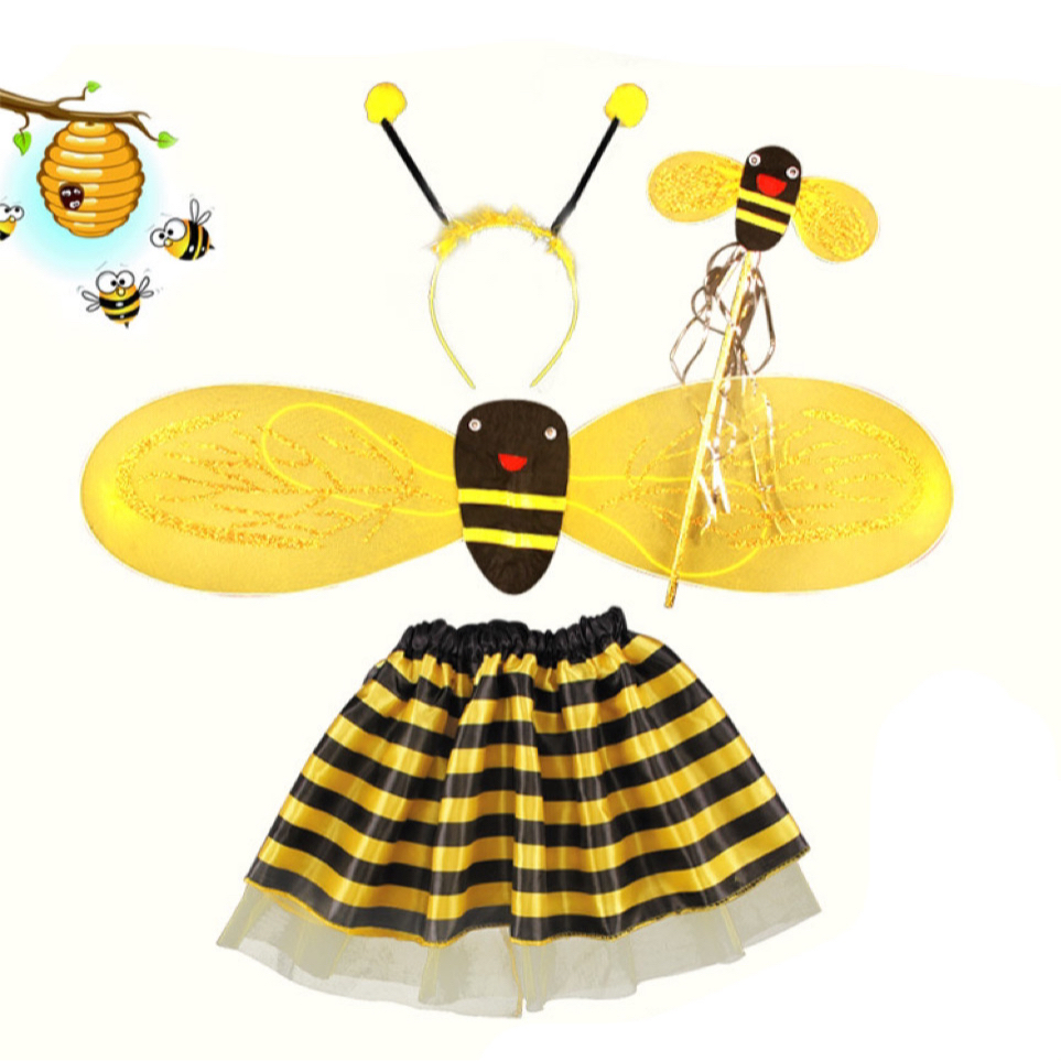 Fantasia De Abelha Kit Abelhinha Asa Varinha Tiara Saia Cosplay ...