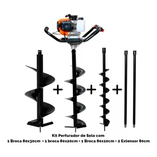 Perfurador de solo a gasolina 52cc com broca 80x20cm, 80x30cm, 80x10cm e 2 extensor 80cm Tssaper em Oferta na Shopee