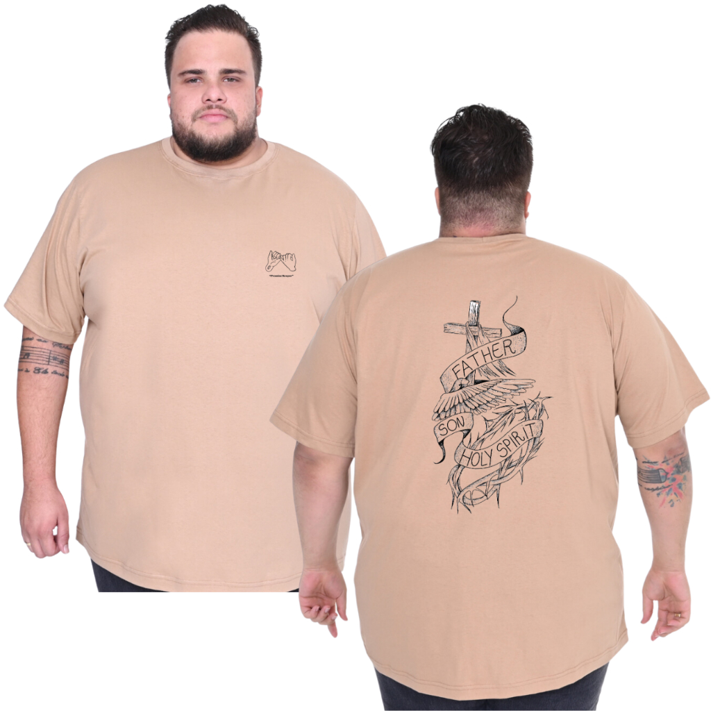Camiseta Cristã Plus Size Masculina Father Son Holy Spirit