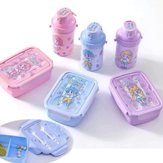 Kit Marmita Infantil Tutu Family + Garrafinha Canudo De Silicone E 2 Talheres