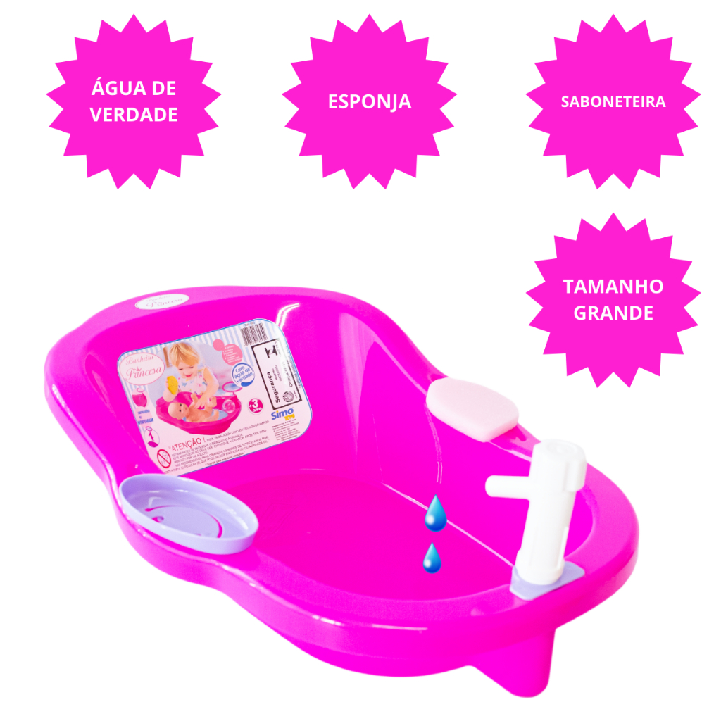 Banheira para Boneca Infantil com Água de Verdade - Tamanho Perfeito ...