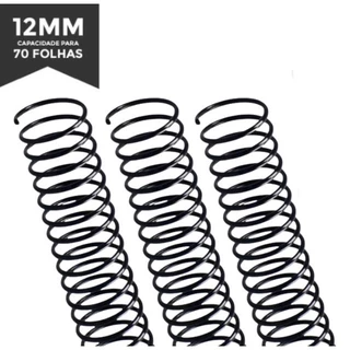 Espiral Preto Para Encadernação 12mm Até 70Fls - ( 50 Unidades)