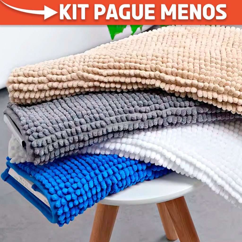 Kit Tapete Para Banheiro Microfibra Antiderrapante Bolinha Cores Sortidas