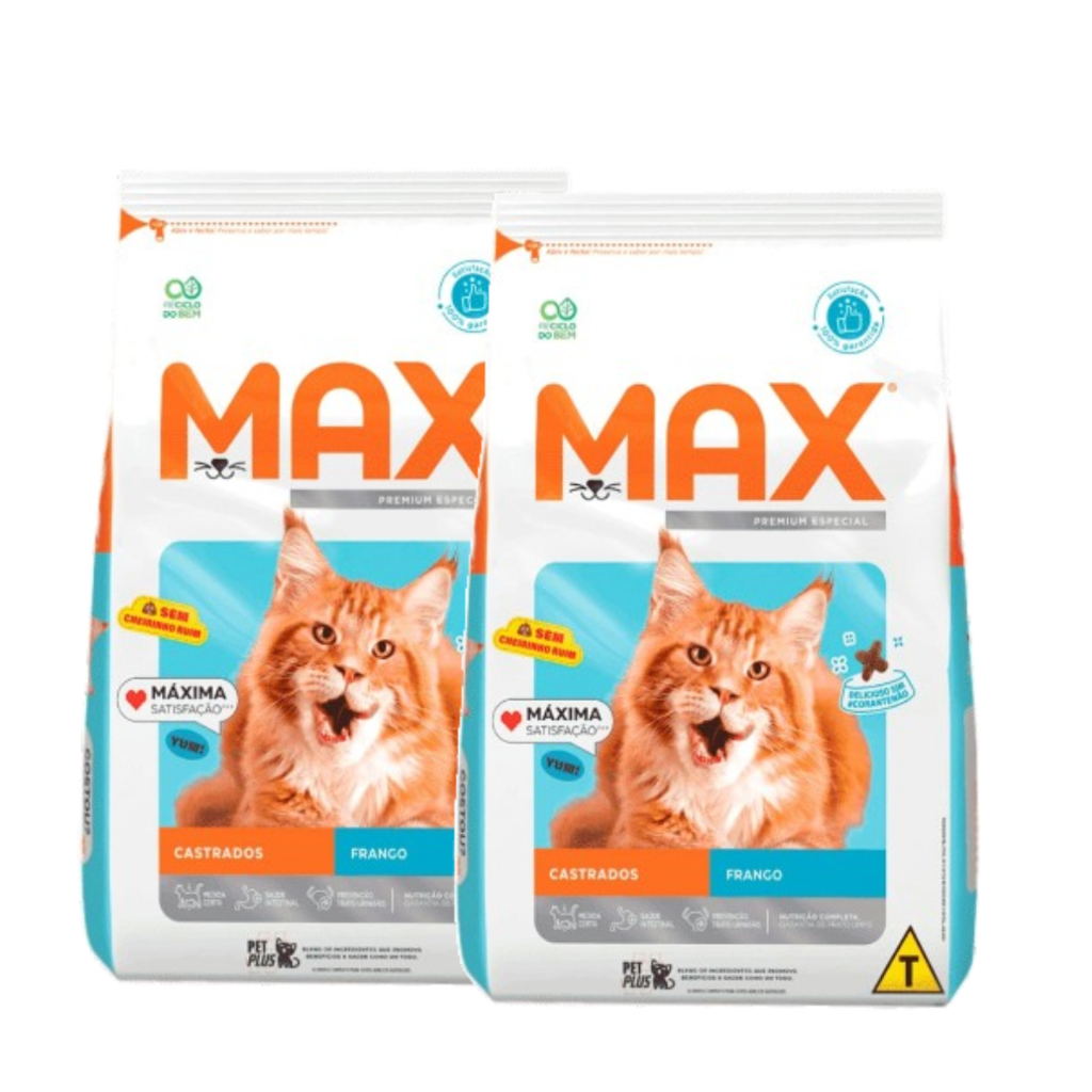 Ração Max Cat Gatos Castrados frango e arroz 2kg | Shopee Brasil