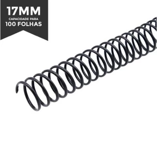Espiral Preto Para Encadernação 17mm Até 100Fls - ( 50 Unidades)