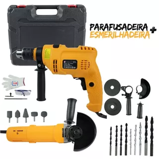 Furadeira de impacto1000w + Esmerilhadeira Angular 1000w Maleta e Ascessorios Completo