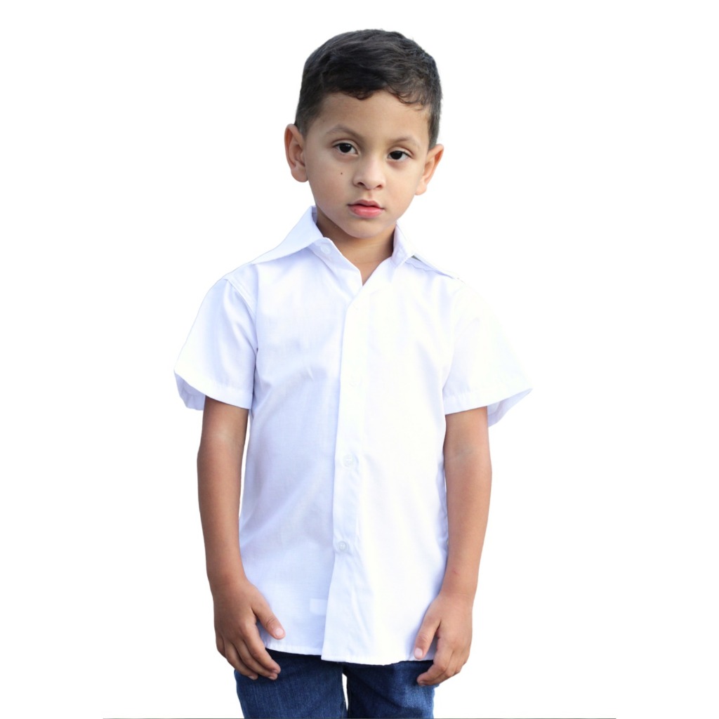 Camisa social infantil e juvenil manga curta com botões roupa para criança do tamanho 1 ao 16