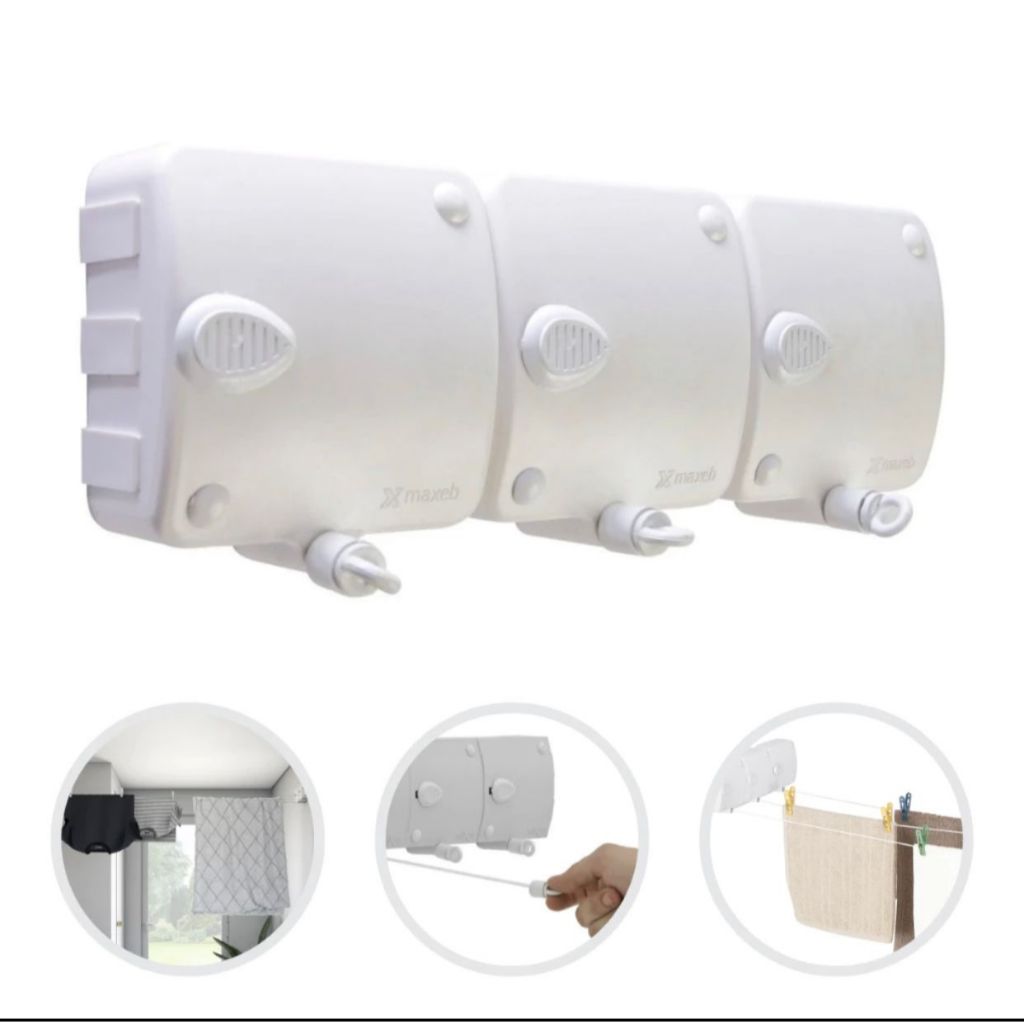 Kit 3 Varais Automaticos Retrátil De Parede Corda Modular Qualidade