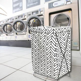 Cesto Saco de Roupa Suja Lavanderia Suporte Metal Dobrável