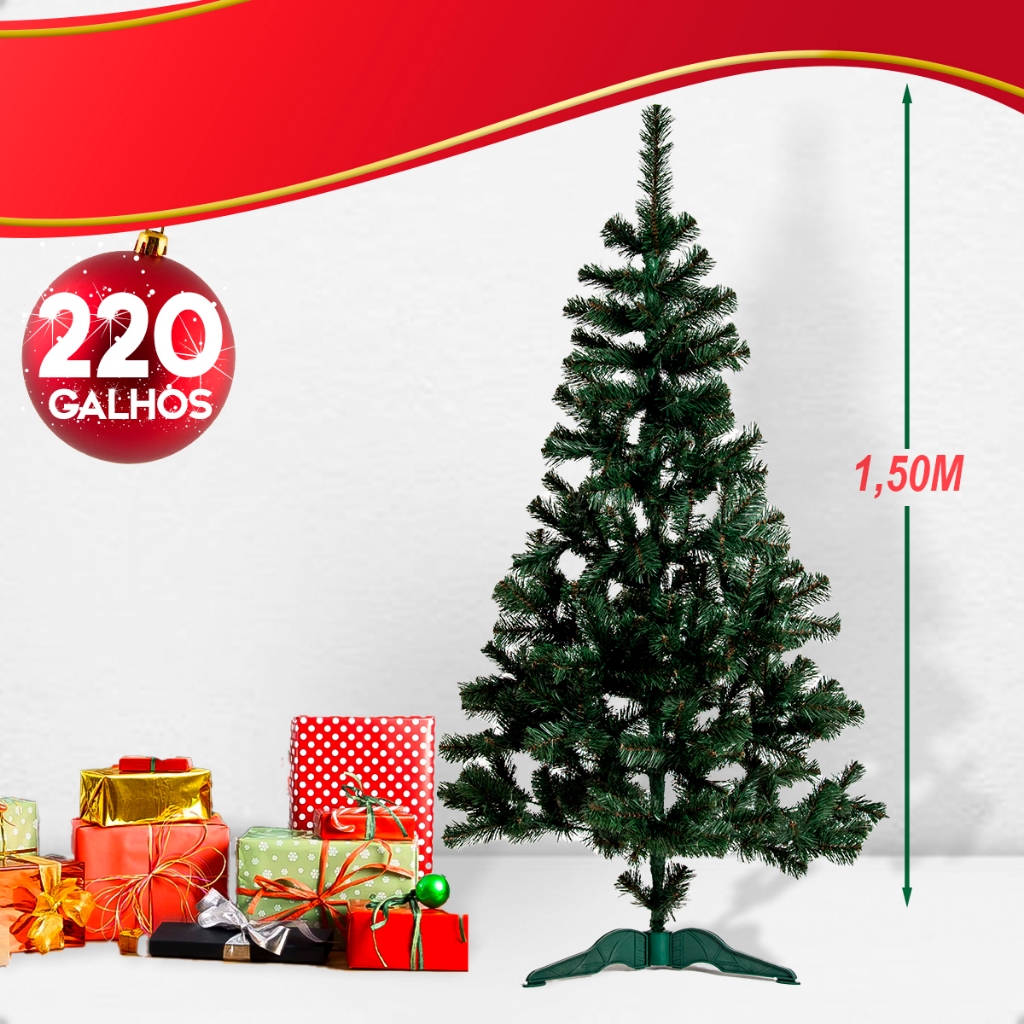 Arvore de Natal Pinheiro Canadense 150cm 220 Galhos Verde Decoração Natalina