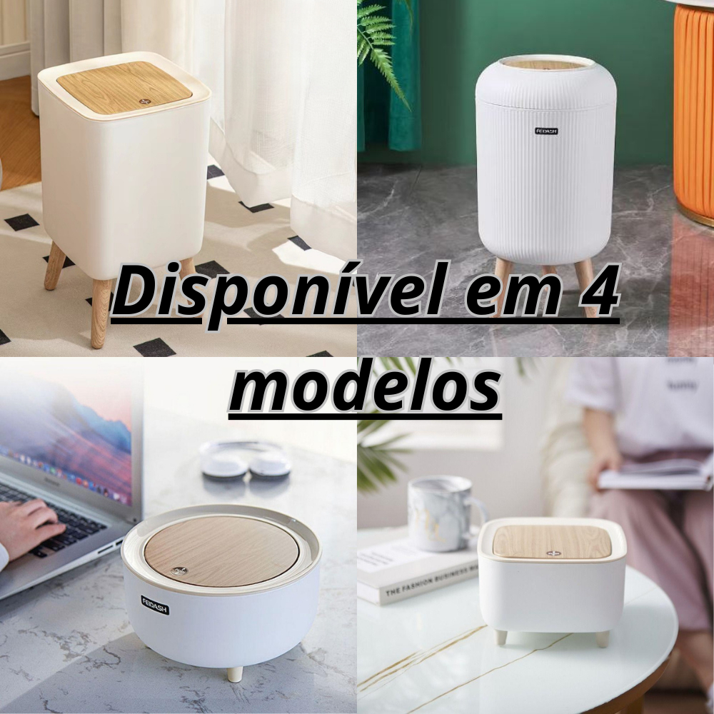 Lixeira Com Pés de Madeira Moderna Com Tampa de Pressão Para Sala Banheiro Cozinha Escritório 10L/7L/2L