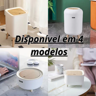 Lixeira Com Pés de Madeira Moderna Com Tampa de Pressão Para Sala Banheiro Cozinha Escritório 10L/7L/2L