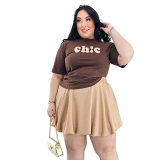 Saia Plissada Tendência colegial Plus size vintage moda juvenil- Balone