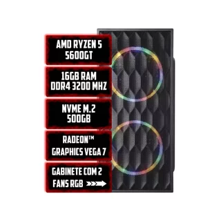 Pc Gamer Amd Ryzen 5 5600GT, Radeon™ Graphics Vega 7, 16gb Ram, Nvme 500gb, Gabinete Rgb 2 Fans C/NF