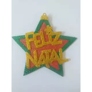 Estrela Enfeite Arvore de Natal Eva Glitter 9 Cm 6 e 12 Unidades