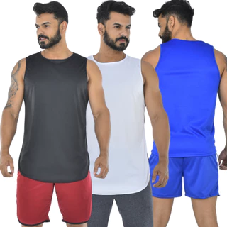 Kit 2 Regatão LongLine Masculino Treino Camiseta Regata Long Dry Para Academia e Atividade Física