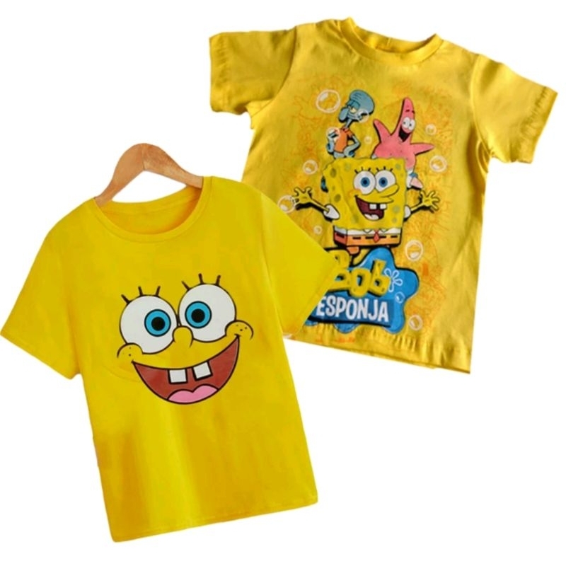 Camiseta Infantil Bob Esponja Manga Curta 100% Algodão com Gola Reforçada