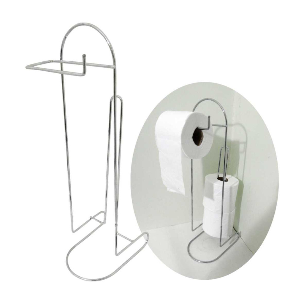 Porta Rolo Papel Higiênico Design Moderno Aço Cromado Lavabo - Suporte ...