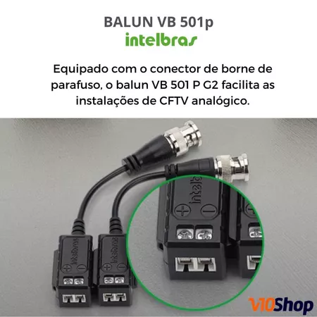 3 Conversor Transformador Balun Passivo Video Intelbras Vb 501 P Camera Analógica HD Full HD e 4K
