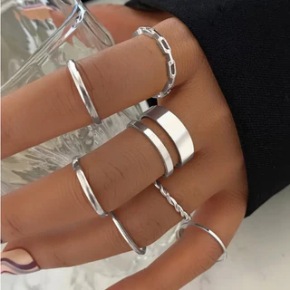 Kit de Anéis Conjunto de Anel Feminino Elegante Minimalista Falange Dourado Prateado 7 Peças