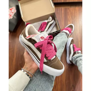 TENIS CASUAL KNU MARROM PINK VULCANIZADO PROMOCAO ENVIO MAIS RAPIDO