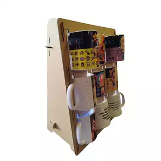 Suporte expositor para 9 canecas de porcelana em MDF cru.