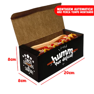 Caixa Embalagem para Cachorro Quente Hot Dog Delivery (20x8x8cm) – 20, 50, 100 unidades
