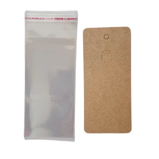 100 Unidades Cartela Tag Para Chaveiro Kraft + 100 Saquinhos