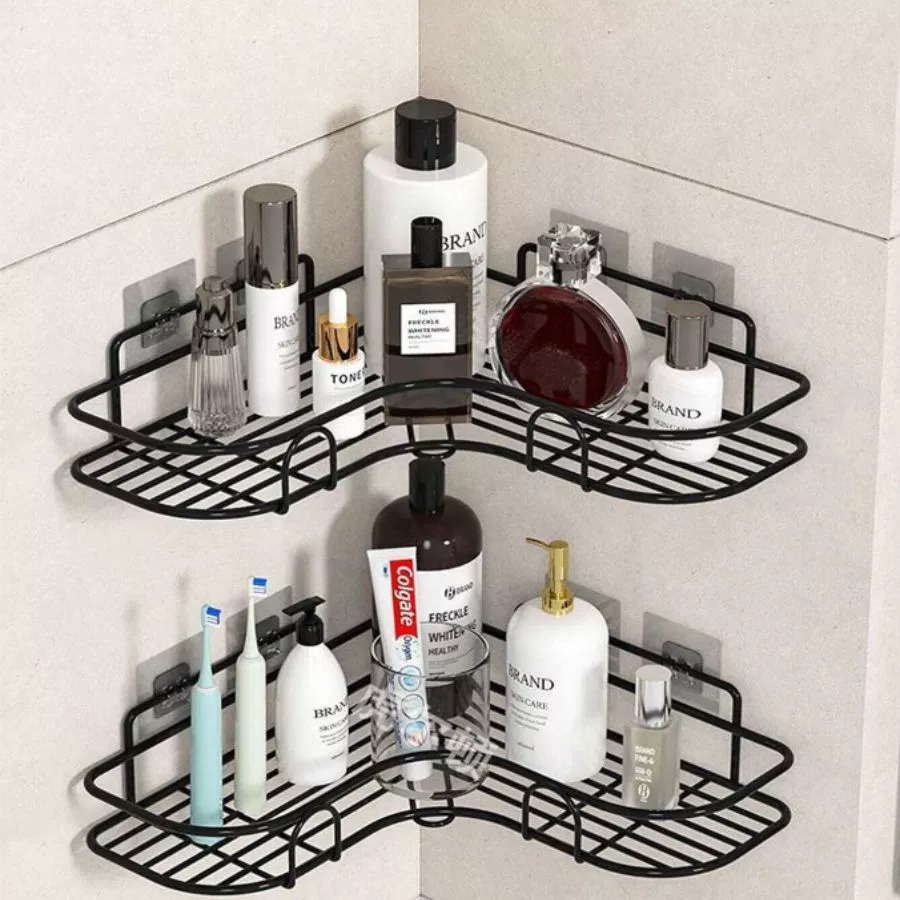 ￼Kit 2 Prateleiras Suporte Alto Adesivos Para Parede Banheiro Cozinha lavanderia Shampoo E Sabonete
