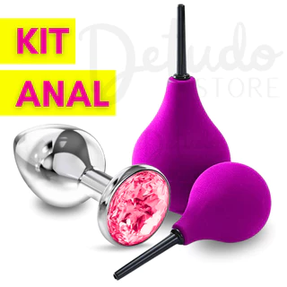 Kit Sexo Anal Ducha Higiênica Limpeza Anal + Plug Anal Aço Inox Tamanho P Xuca Chuca Duxa Higenica