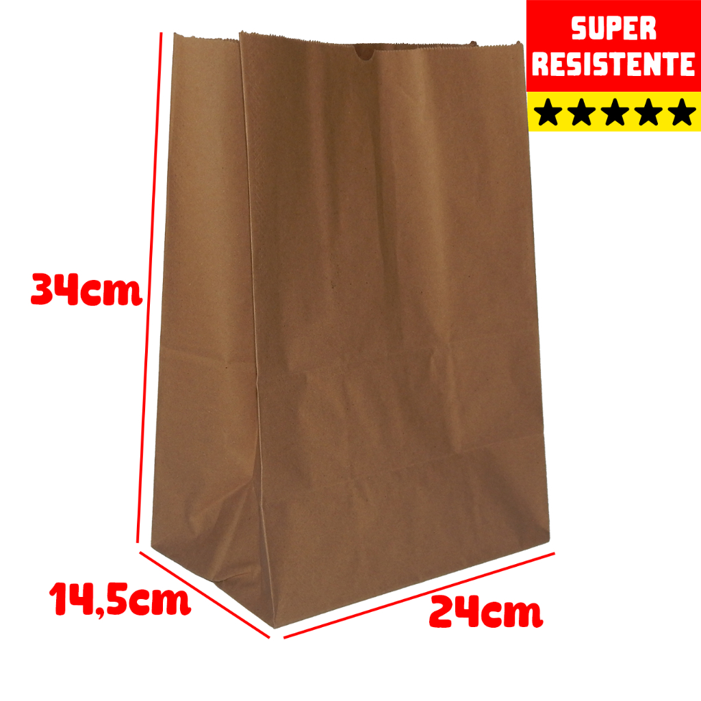 Saco Papel Kraft Delivery Médio Liso (24 x 34 x 14,5cm) 100 
