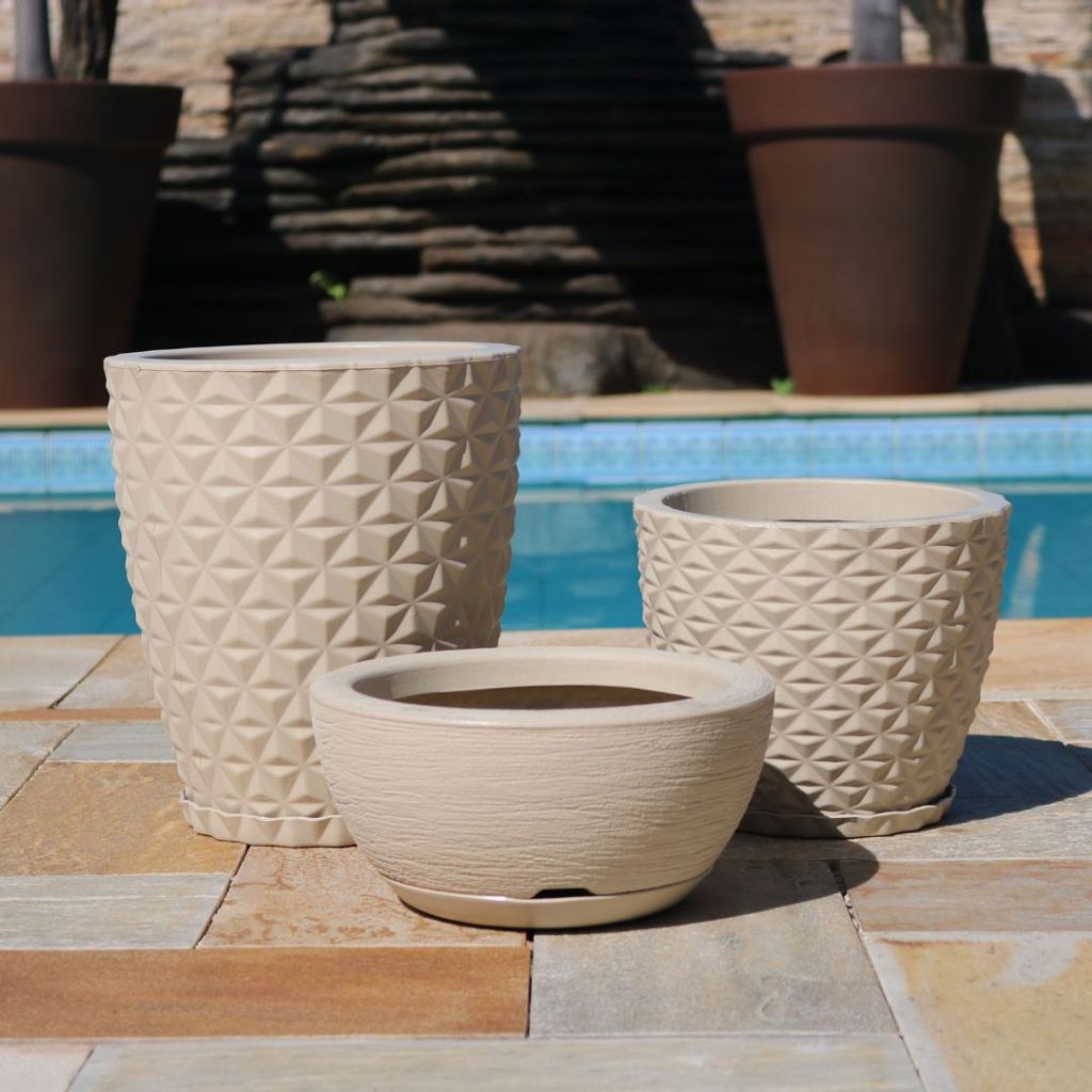 Vasos Para Plantas Decorativo Kit Com 3 Em Polietileno N1 N2 N3