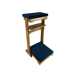 Genuflexório Oratório Madeira Individual Porta Bíblia Oração Azul