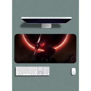 Mouse Pad Gamer p/ Destktop Borda Costurada Estampas Eclipse Espadachim Negro Premium