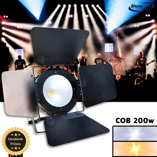 Luz De Palco Cob 200w com Barndoor Branco Quente e Frio 5 Modos e Bivolt Showtech