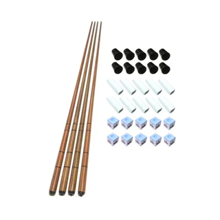4 Tacos Ipê 1,45 M + Kit Giz + 10 Virolas Bar Sinuca Snooker