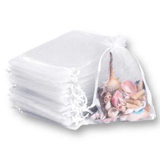 Kit 100 Saquinhos Saco Organza 7x9/9x12/10x15 Branco Lembrancinha Natal Jóia Festa Casamento