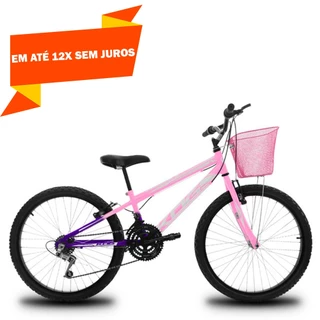 Bicicleta Infantil Aro 24 KOG Feminina 18 Velocidades Com Cestinha