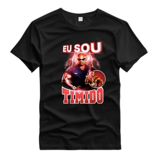 Camiseta Unissex Estampada Meme Eu Sou Timido Camisa Academia Treino Algodão Premium Novo (Ref:1019)