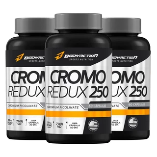 Kit 3x Cromo Redux 250mcg 714% Vd Total 180 Caps Bodyaction