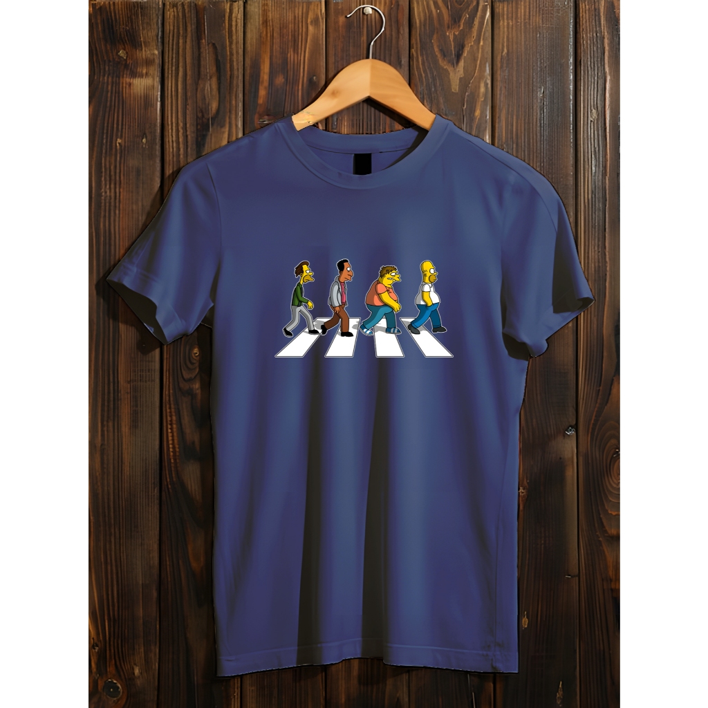 Camiseta Simpsons Beatles Atravessando a Rua Estampas Criativas Homer Desenhos Animados Camisa de Algodão Pronta Entrega