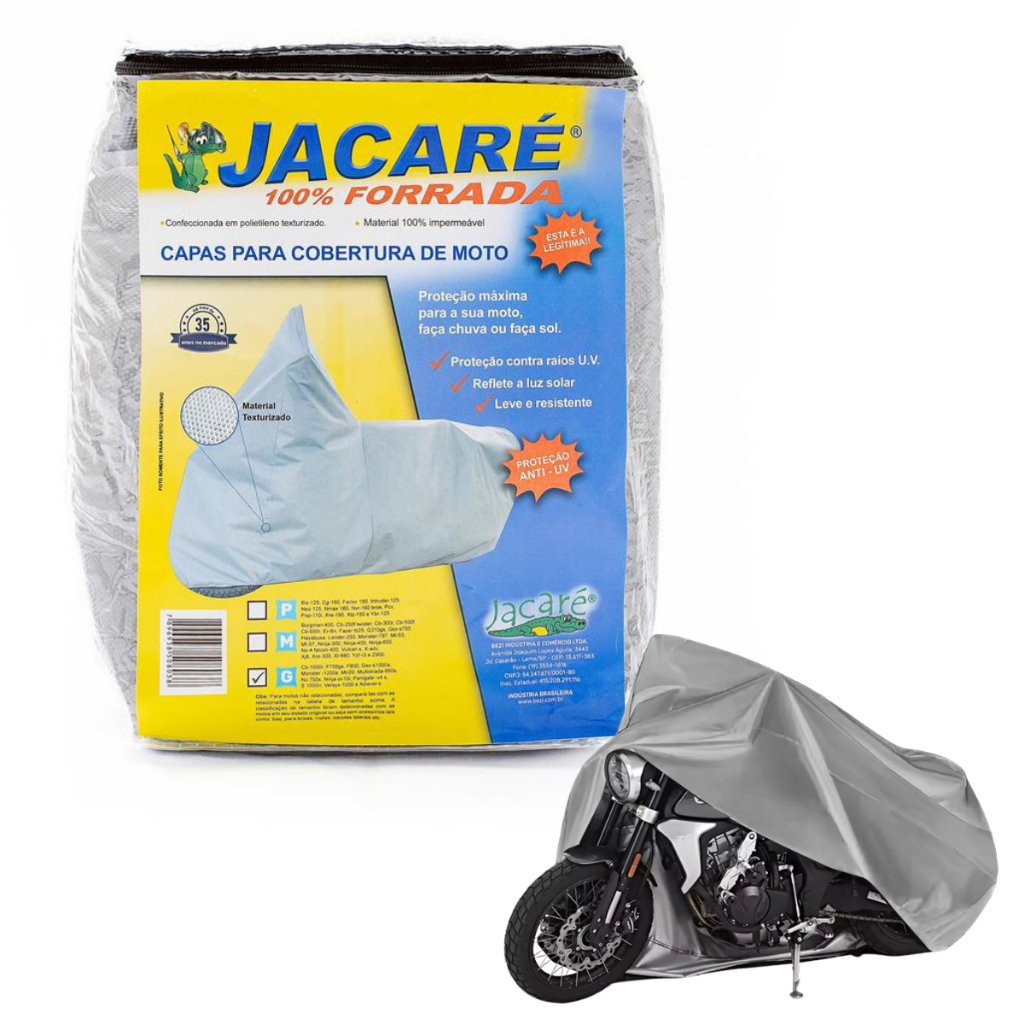 Capa de Cobrir Moto Jacaré 100% Forrada - Tamanho M - Protege