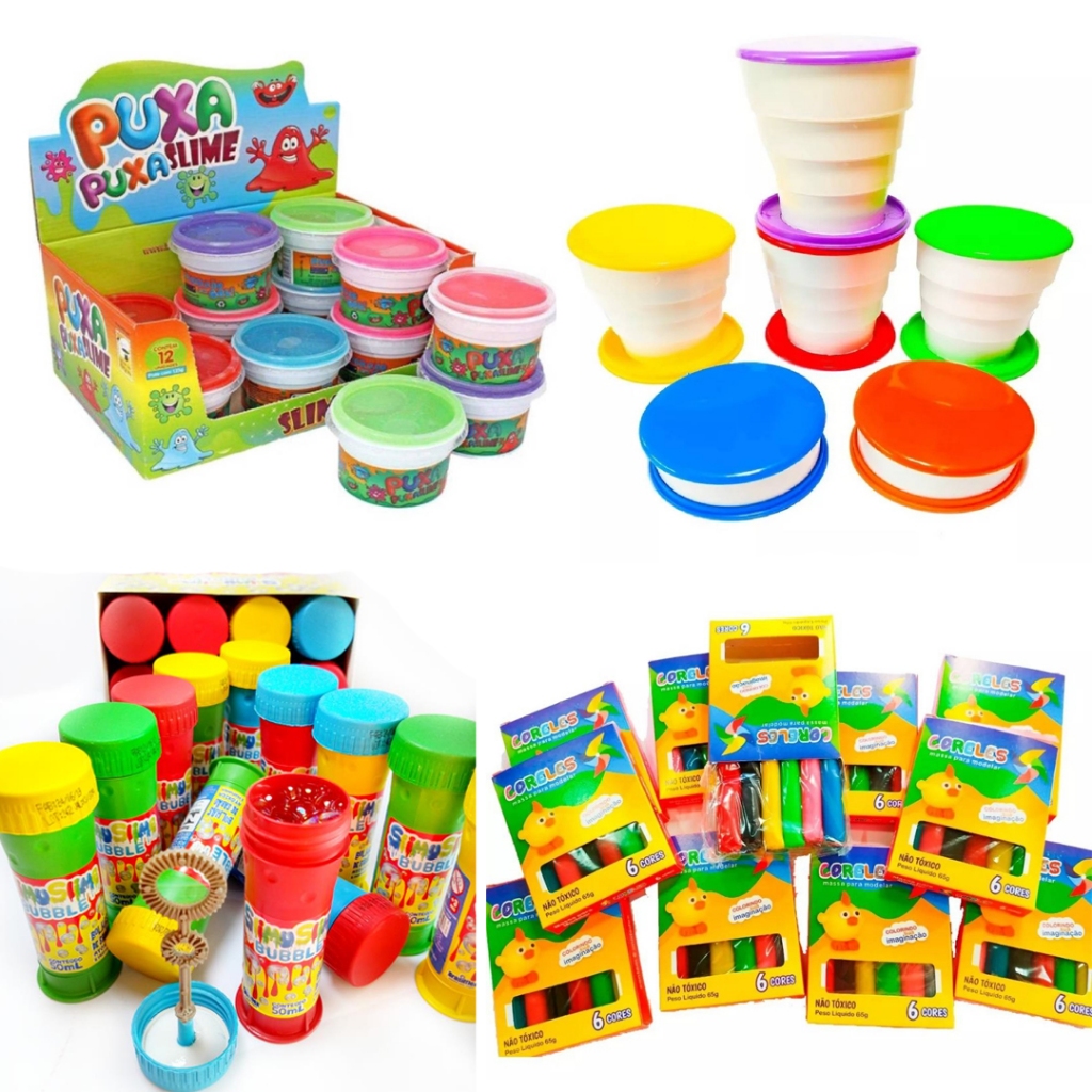 Kit 48 Brinquedos p/ Lembrancinha Aniversário Sacolinha Surpresa Dia das Crianças Presente Infantil